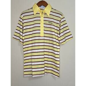 Vintage Pebble Beach Golf Polo Shirt Pickering Men's Medium 100% Cotton Yellow